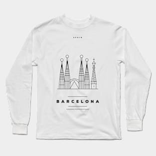 Barcelona Minimal Black Line Design Long Sleeve T-Shirt